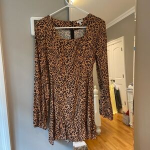 love, Fire Animal Print Long Sleeve Dress